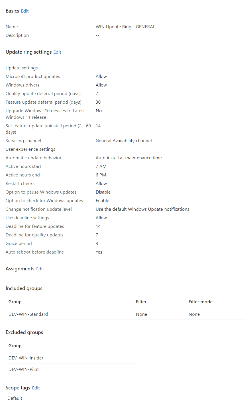 Windows feature update policies and target releases in Intune